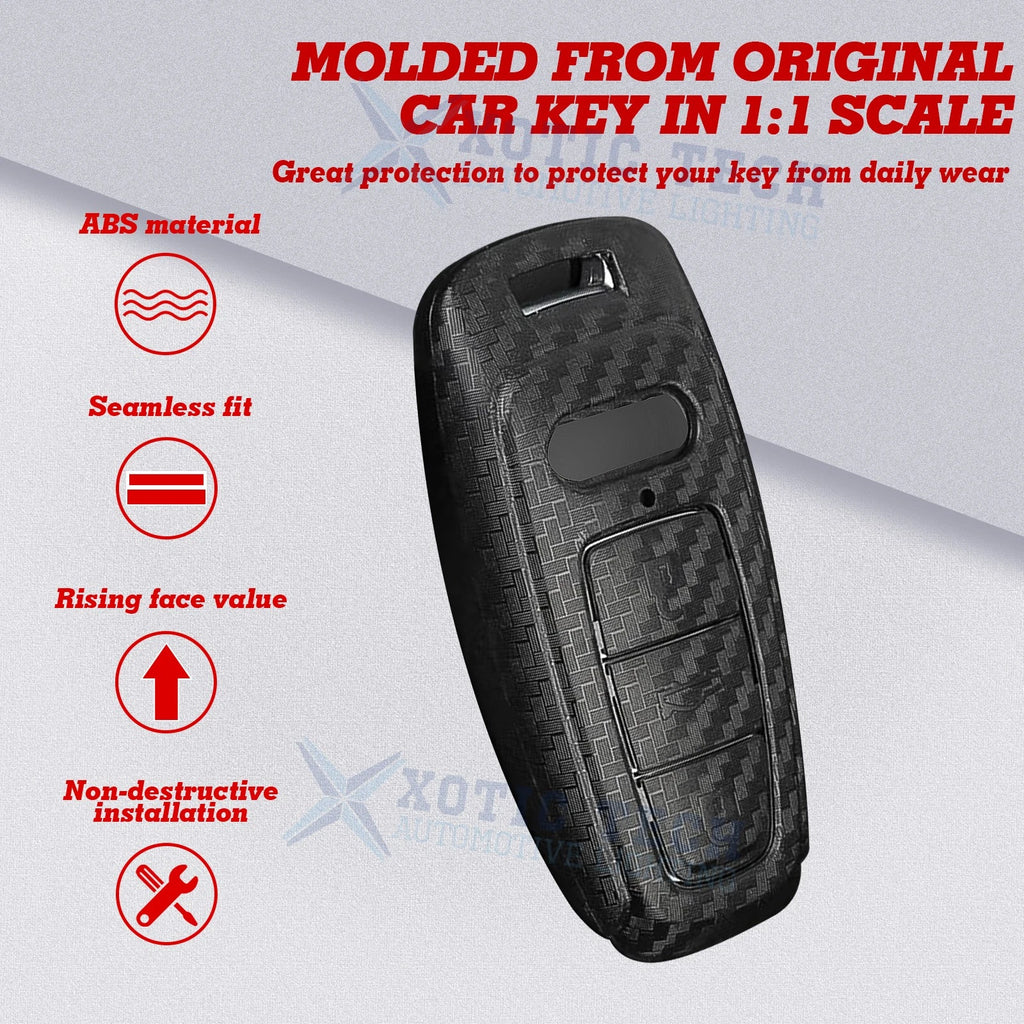 Carbon Fiber Style Hard Shell Key Fob Cover Case for Audi (2017-2020)