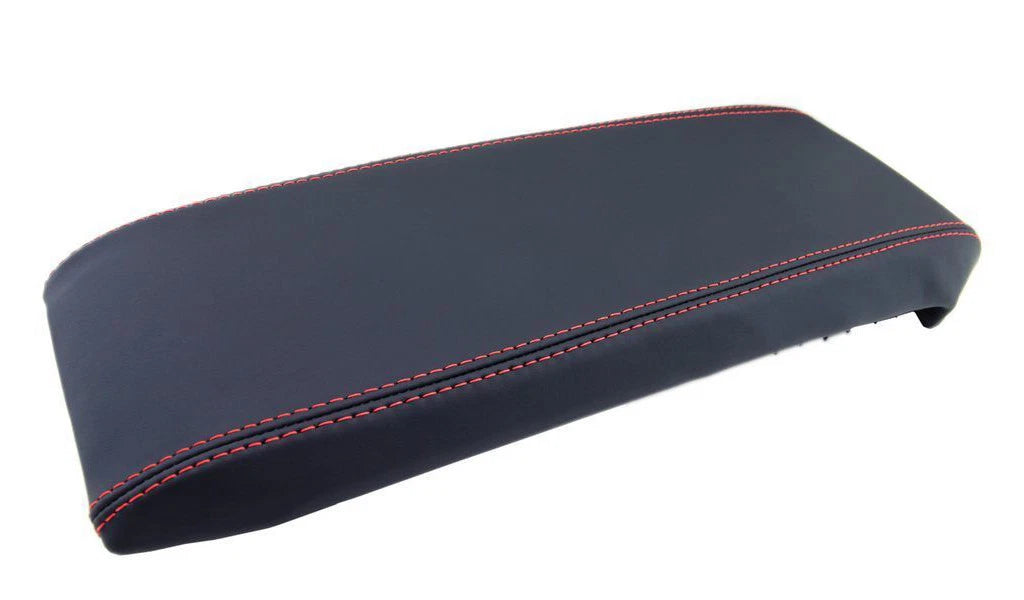 Leather Synthetic Console Armrest Cover for Chevy Equinox (2010–2017) Red Stitch