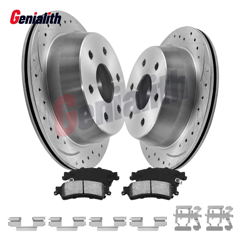 Rear Drilled Brake Rotors & Ceramic Pads for Chevy Silverado Sierra 1500 (1999–2006)