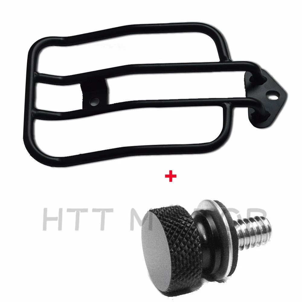 Black Solo Seat Luggage Rack & Bolt for Harley Sportster XL883 XL1200 (2004–2015)