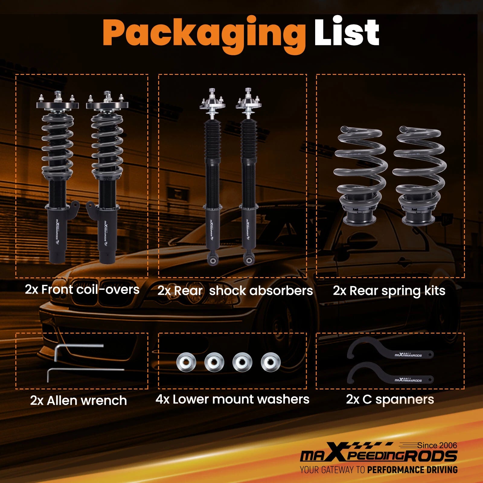 Coilover Kit for BMW E46 3 Series Sedan (1999-2005) 24 Way Damper
