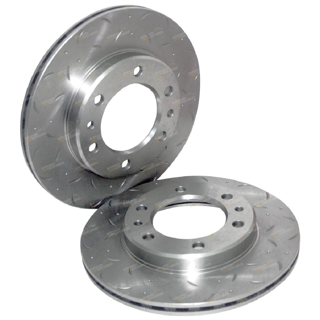 2 x Drilled+Slotted Front Disc Brake Rotors for Hilux (1989–1999)