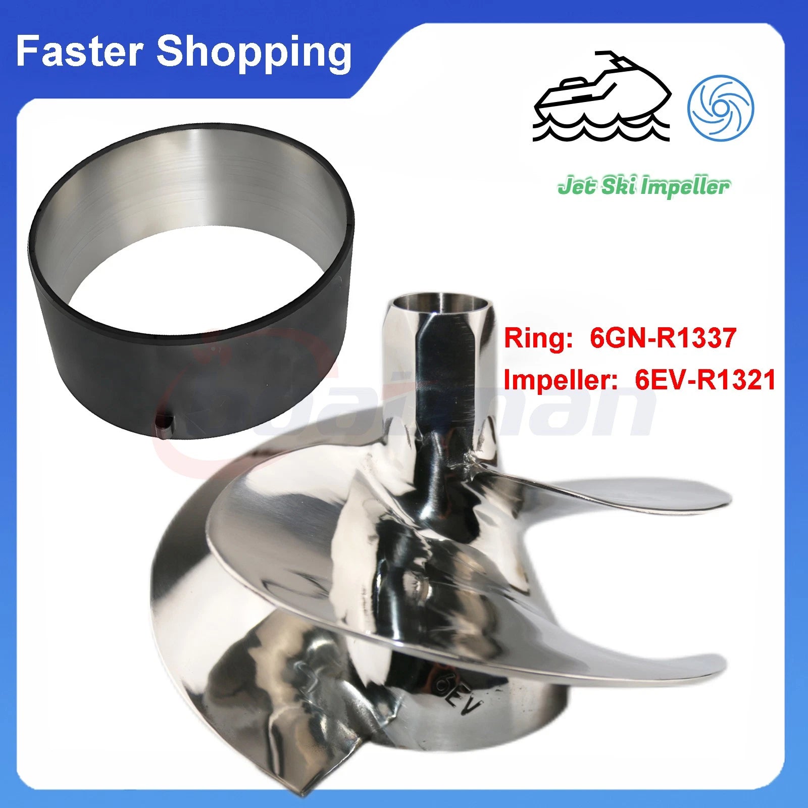 Jet Ski Impeller for Yamaha GP1800 (OEM 6EV-R1321, 6ET-R1321, 6GN-R1337-00-0)