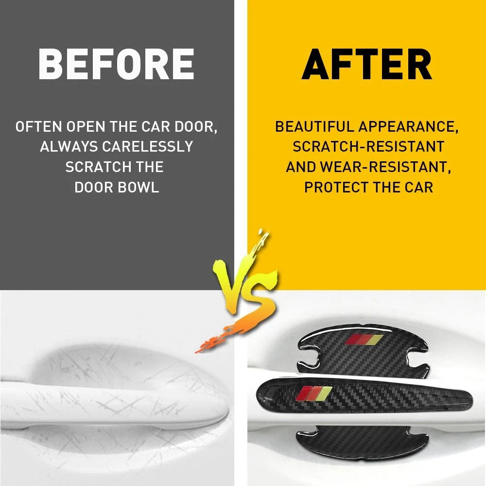 Carbon Fiber Door Cup Handle Sill Scuff Cover for RAV4