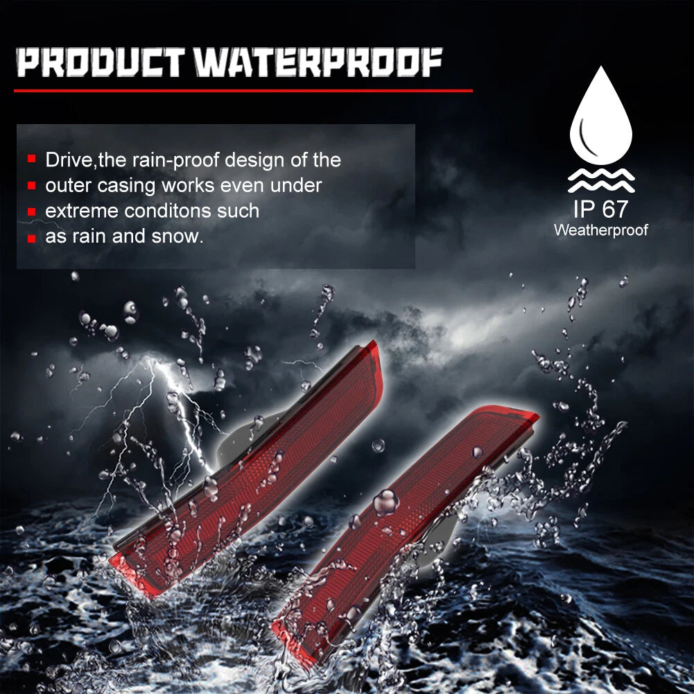 2X Red Lens Rear Bumper Side Marker Lights for Lincoln MKX (2007–2010)