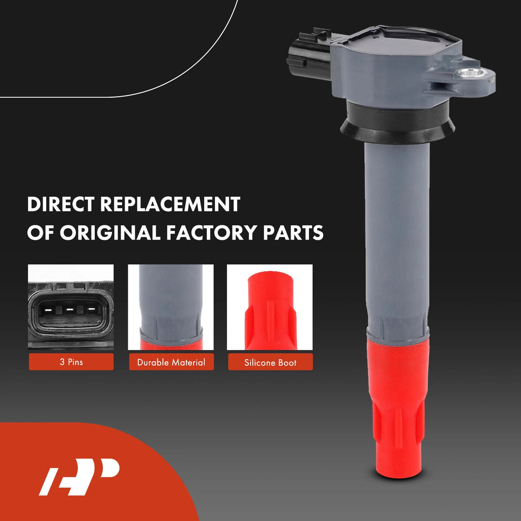 Set of 6 Red Ignition Coils & Iridium Spark Plugs for Mitsubishi Outlander