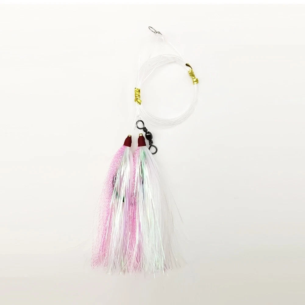 Reflective UV Fishing Hook Set of 10 with Barbed Points and Swivel