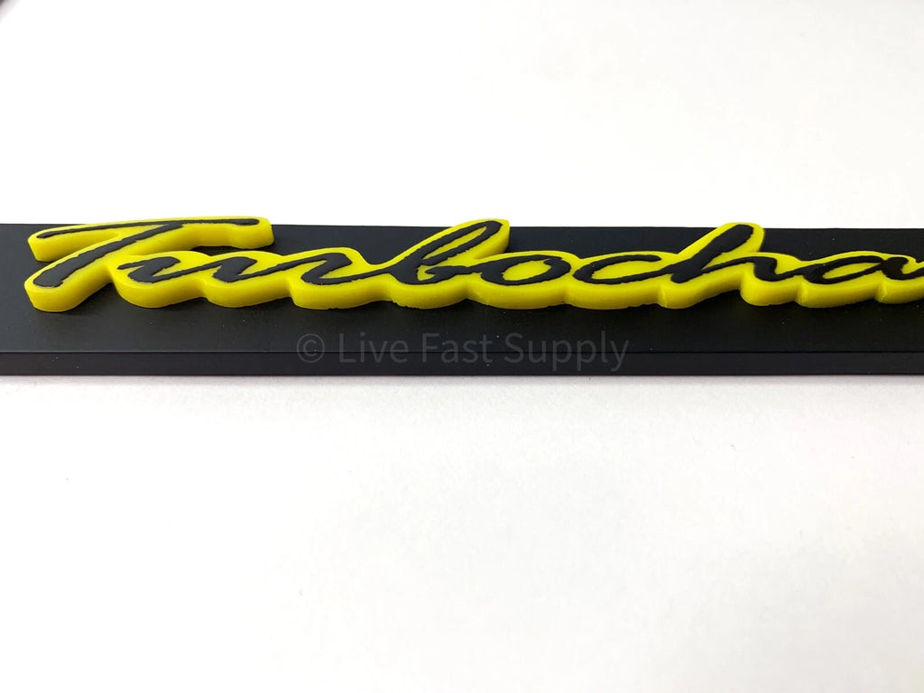 Matte Black Premium License Plate Frame w Yellow Outline for Universal Fit