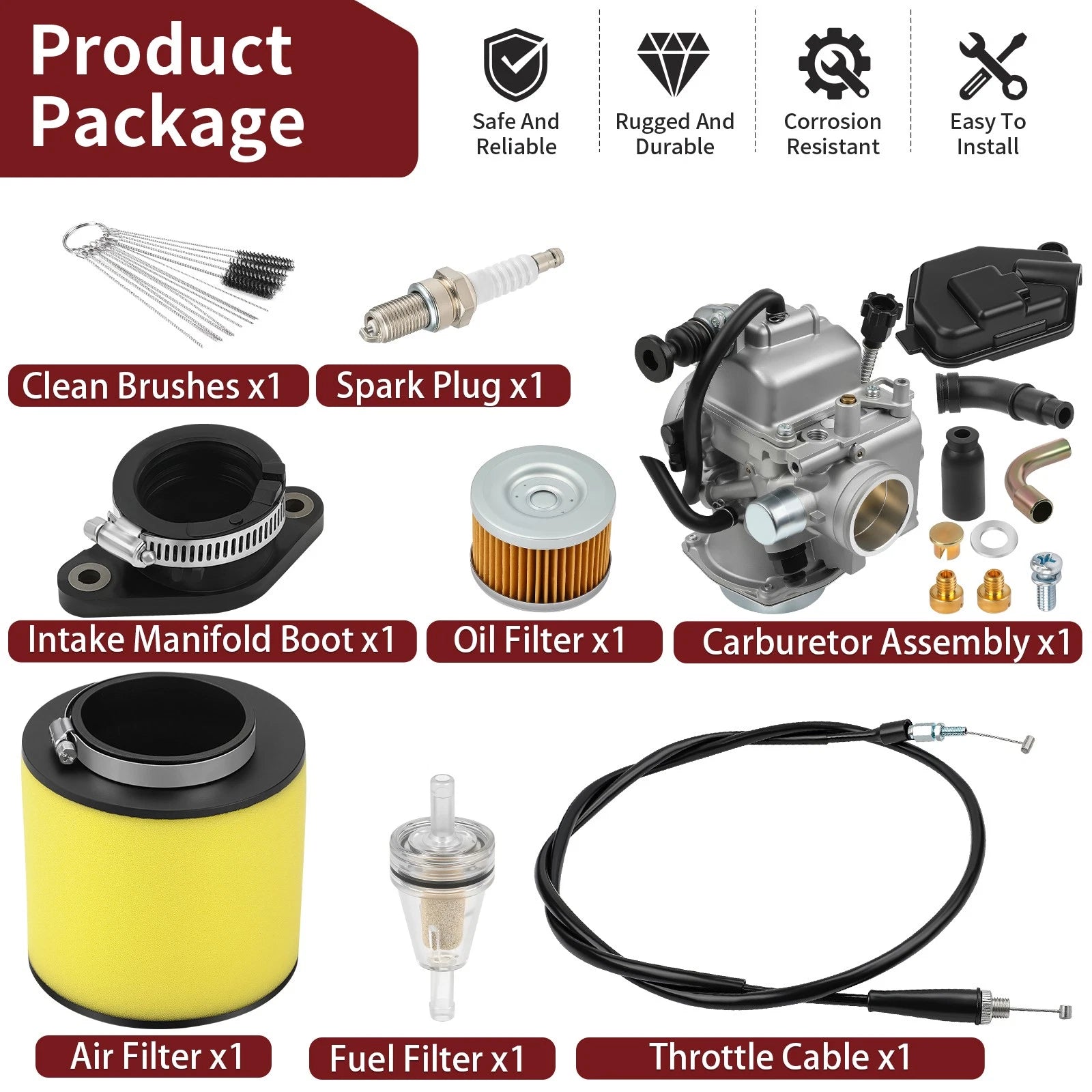 Carburetor w/ Intake Manifold & Air Filter for Honda Fourtrax 300 (1988–2000)