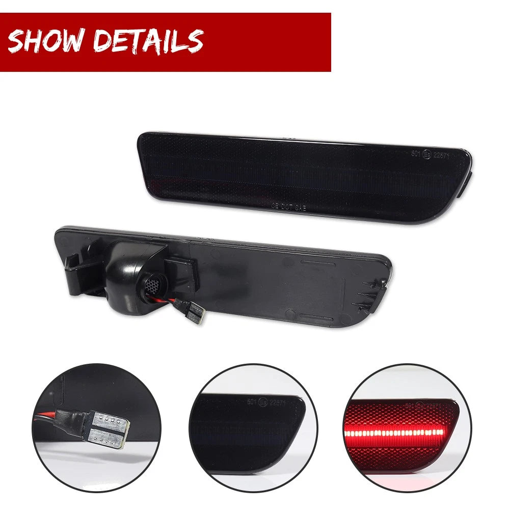 3X Smoke Red LED Rear Side Marker Lights for Ford Mustang (2005–2009)