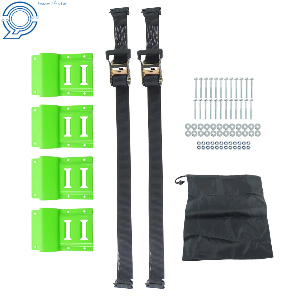 Set of 2 Wheel Chocks and Tie Down Straps for Automotive Use