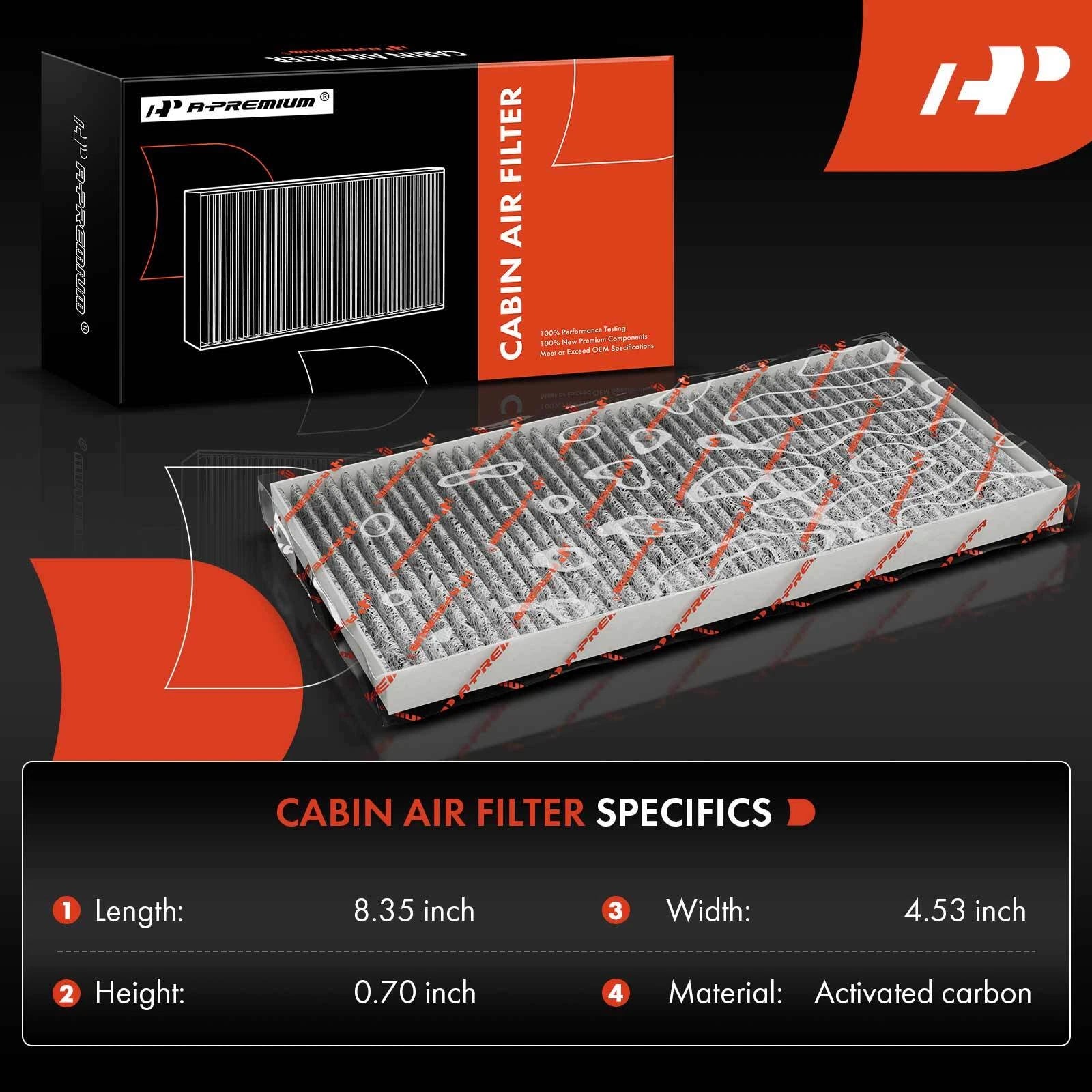 Set of 4 Activated Carbon Cabin Air Filters for Kia Sorento (2003–2009)