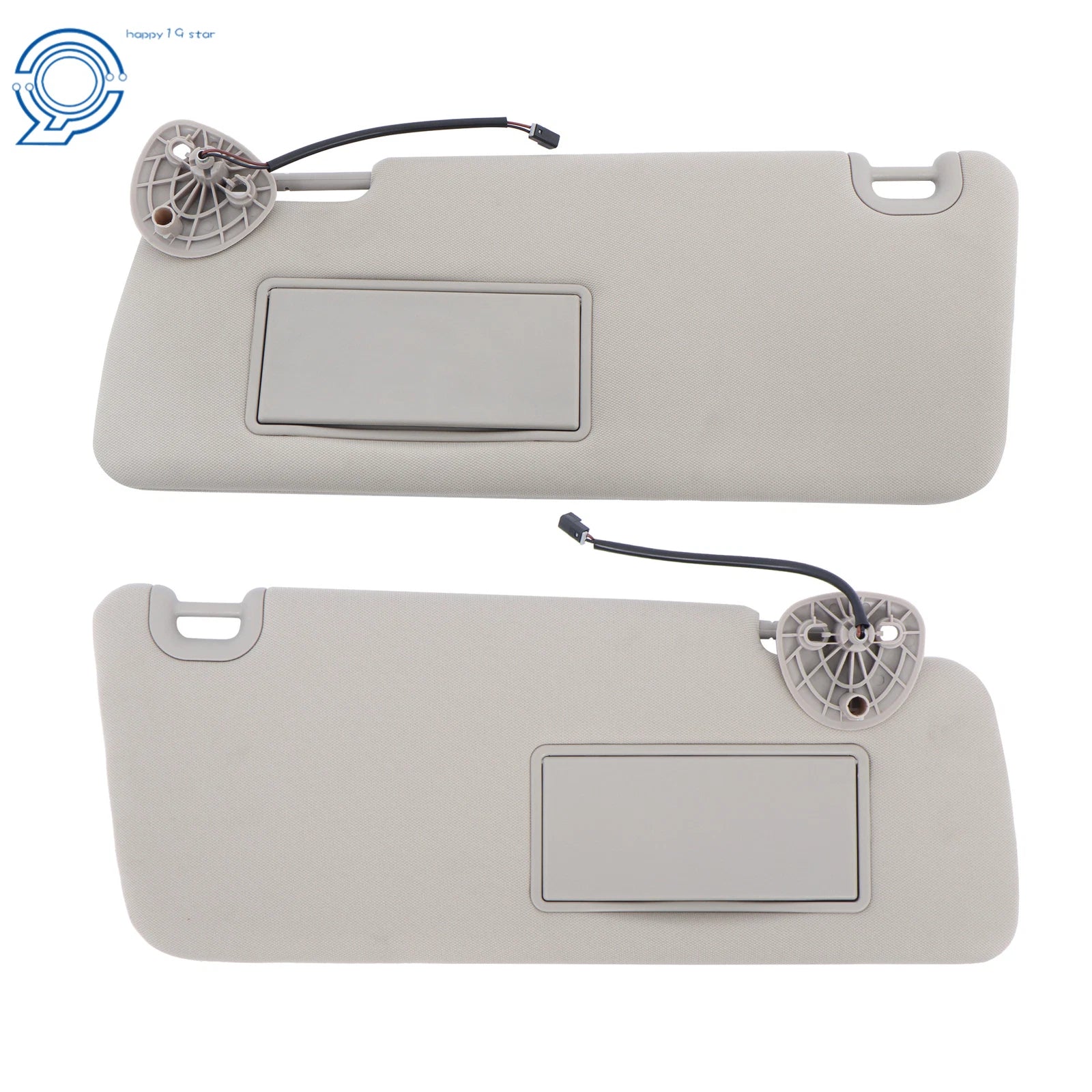 Set of 2 Sun Visors for Ram 1500 2013–2021, 2500 3500 Gray with Lights