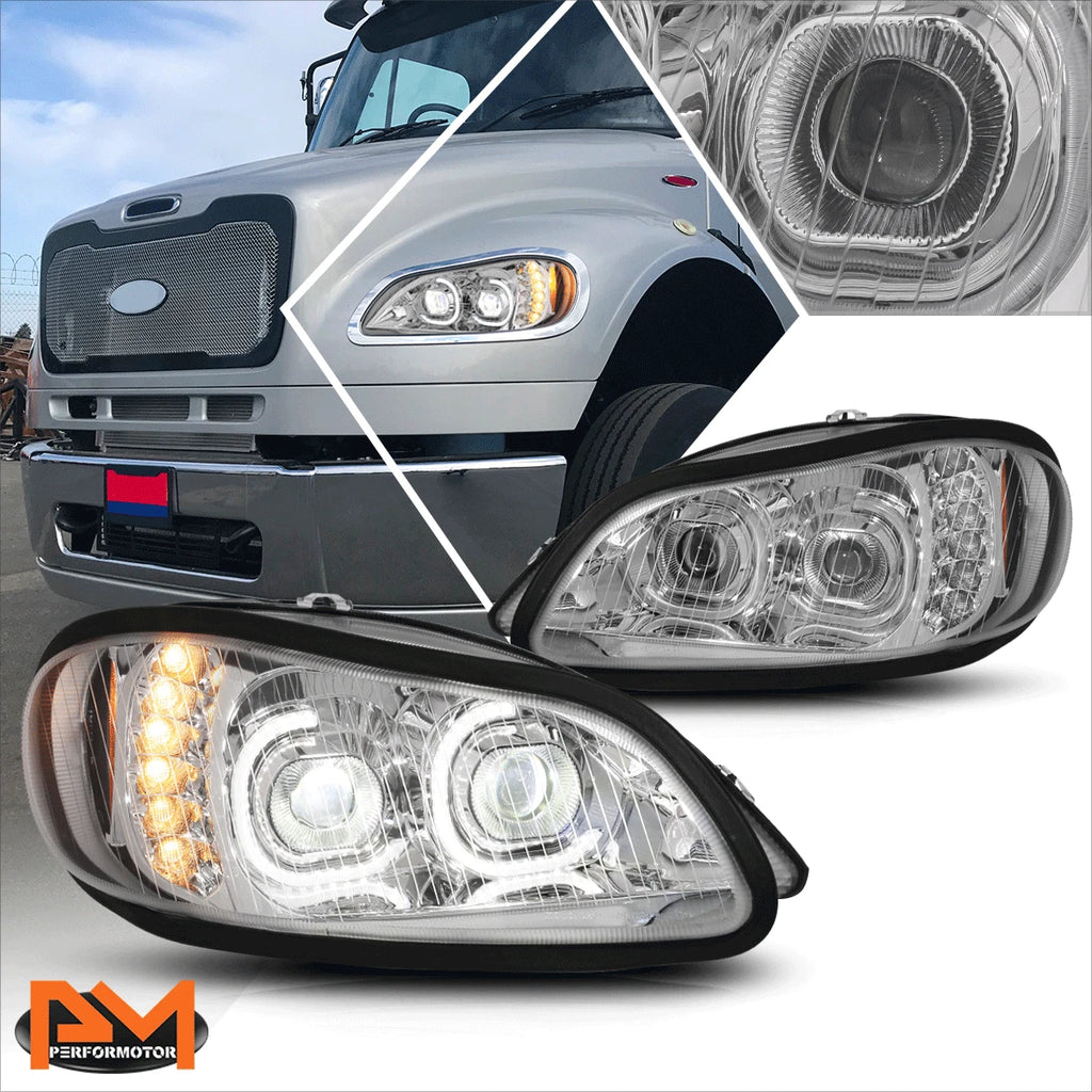 Dual LED Halo Projector Headlight for Freightliner M2 106 112 (2003–2019)