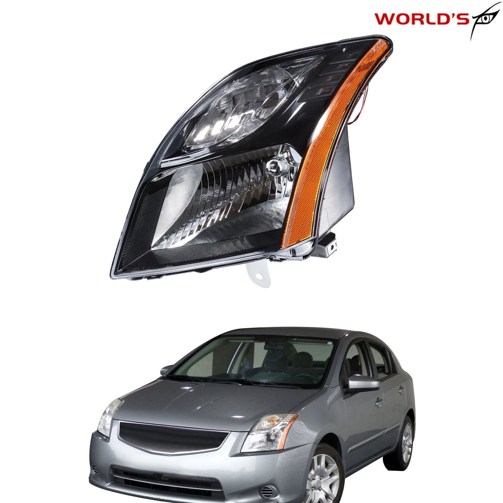 Headlight for Nissan Sentra (2010–2012) Halogen Right Passenger Black
