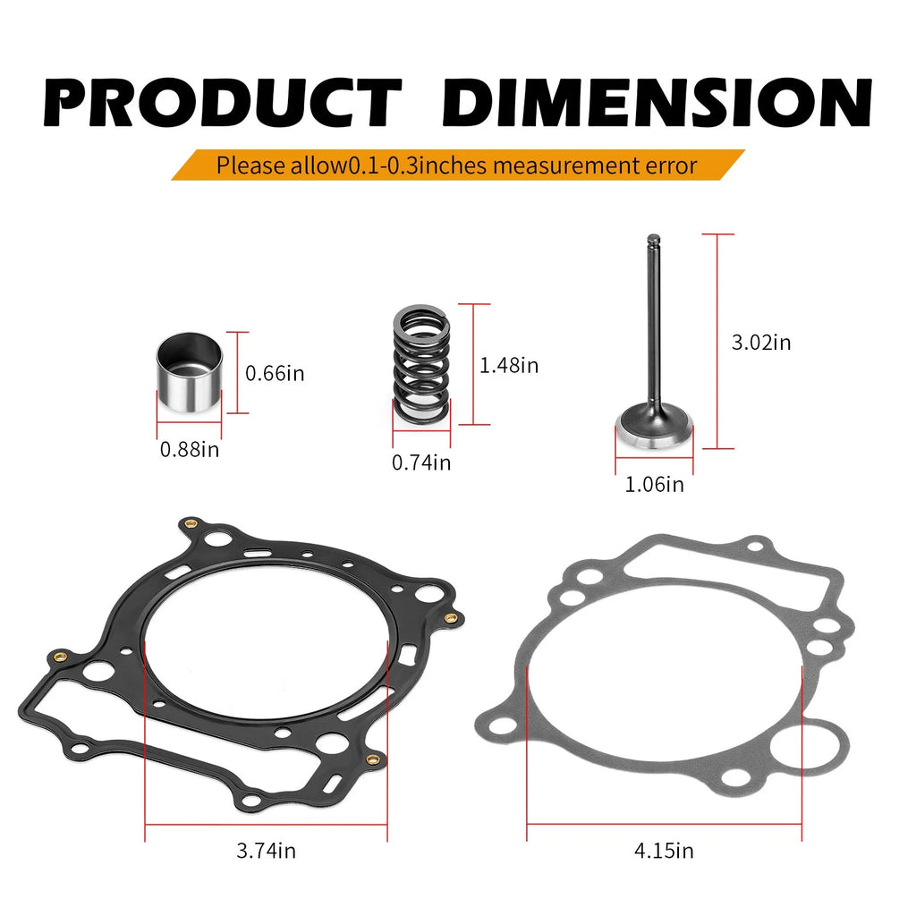 Intake Exhaust Valve Set with Seals Collets Springs Gasket for Yamaha YFZ450 (2004–2009)