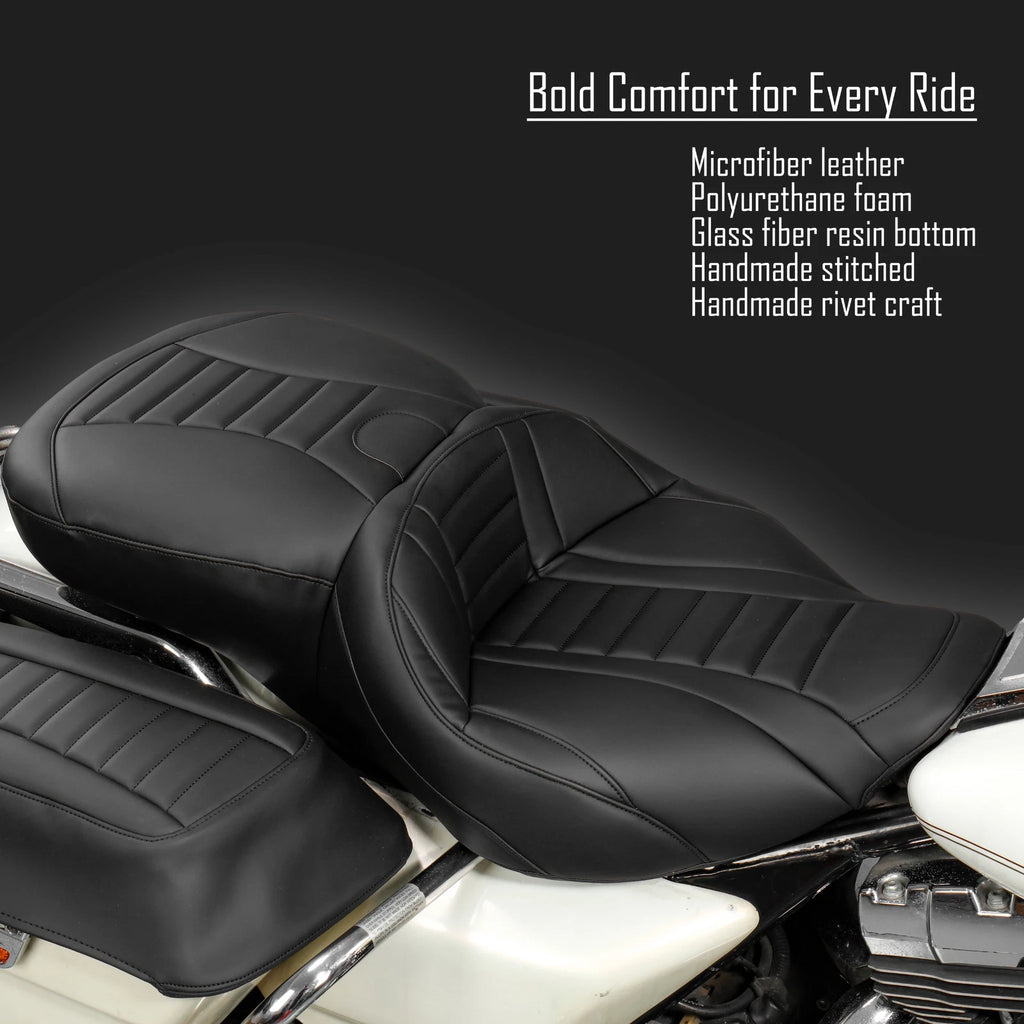 Stripes 2-UP One Piece Vinyl Seat for Harley Touring FLHT/FLTR (1997–2007)