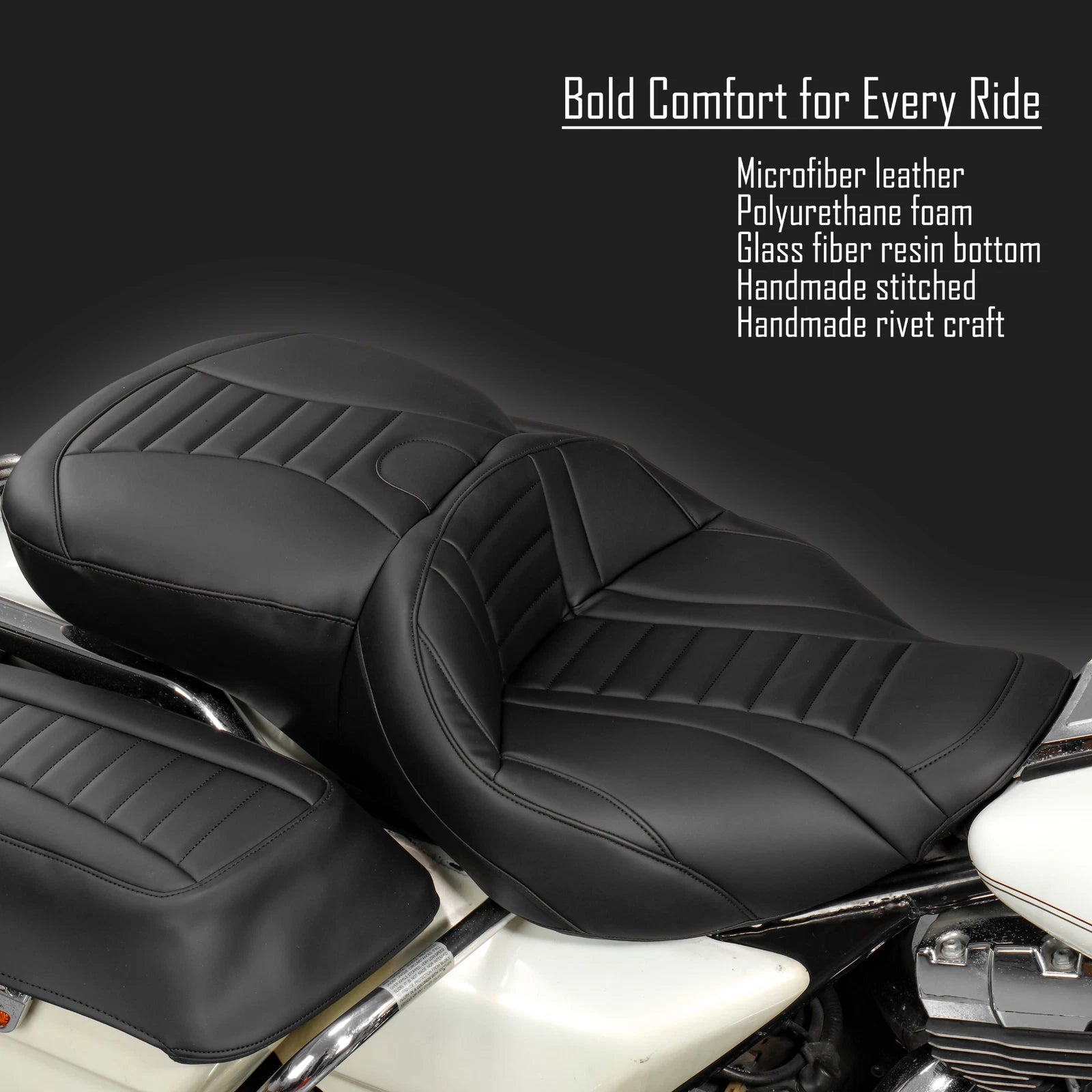 Stripes 2-UP One Piece Vinyl Seat for Harley Touring FLHT/FLTR (1997–2007)