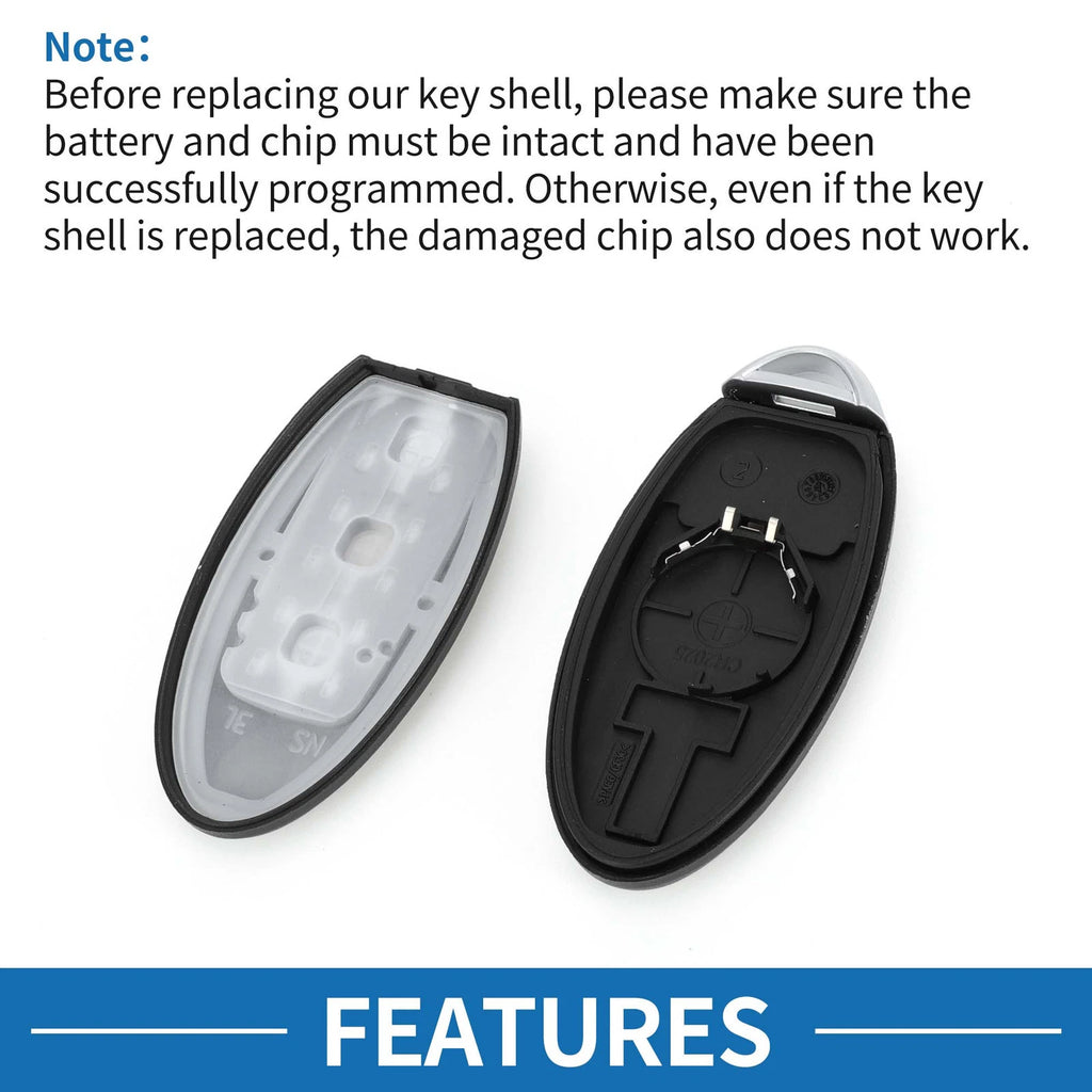 2X Keyless Entry Remote Fob Shell Case for Nissan Juke (2011–2017)