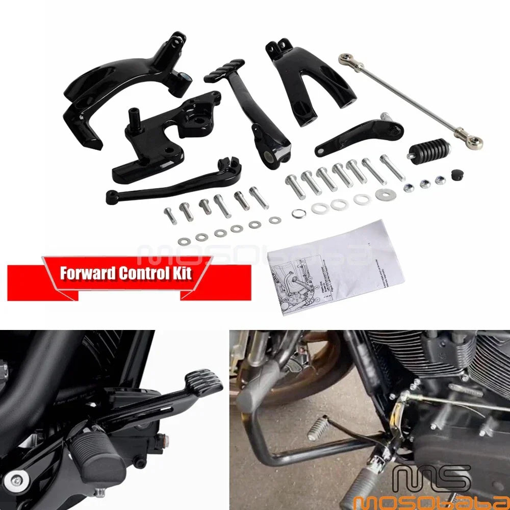 Black FootPeg Forward Controls Kit for Harley Softail (2018-2023)