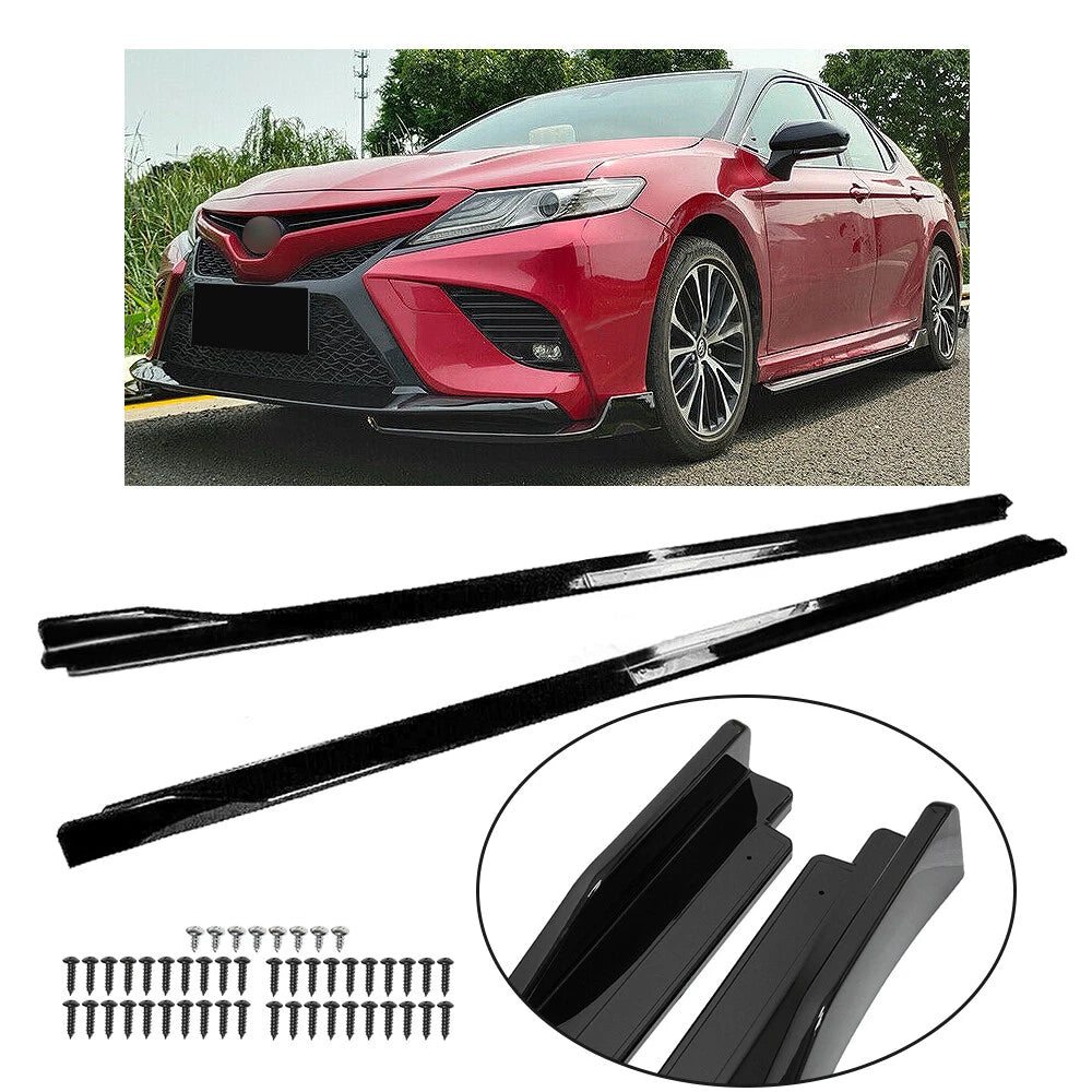 Glossy Black JDM AR Style Side Skirt Extension Kit for Toyota Camry (2018–2022)