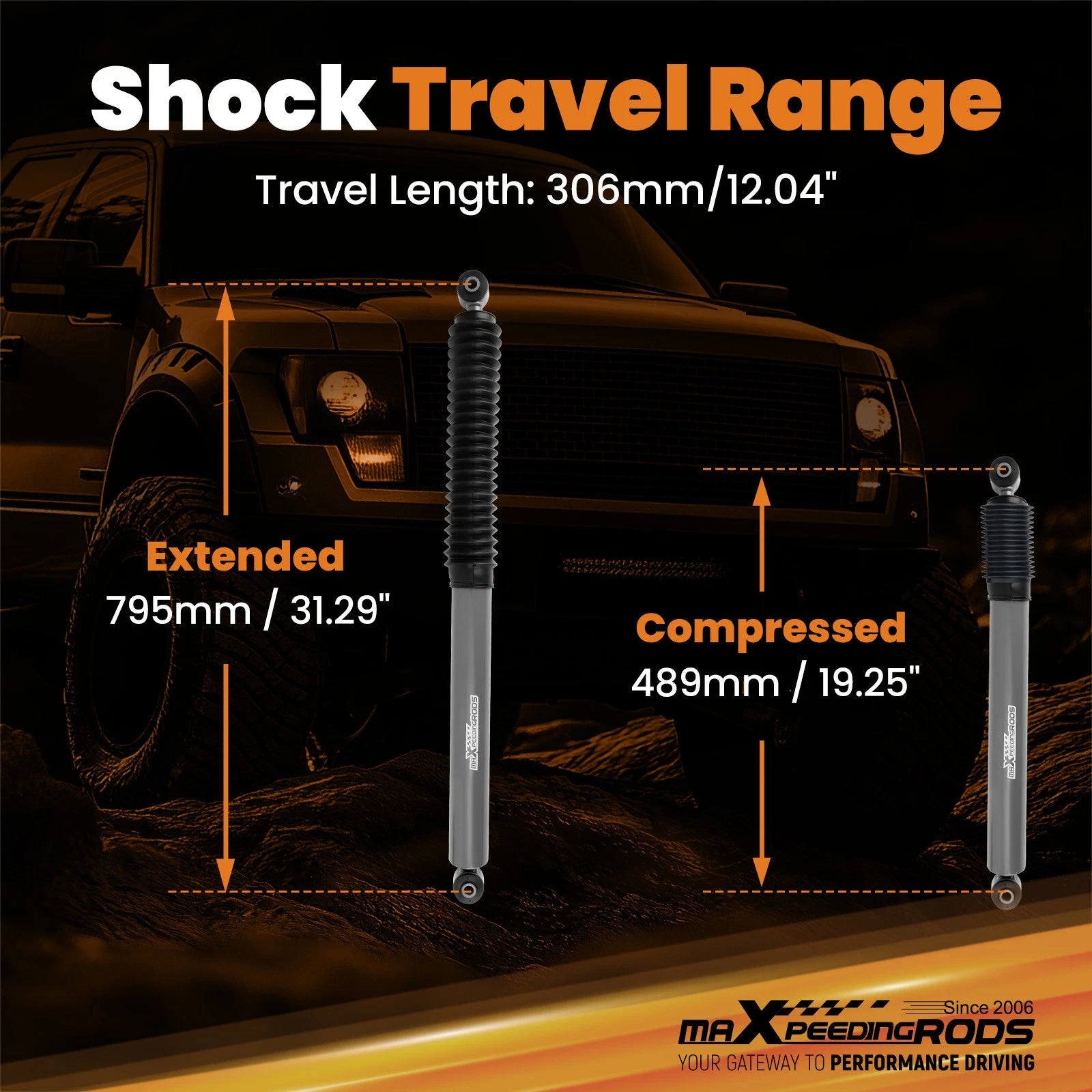 0-6" Lift G1 Rear Shock Absorbers for Ford F-150 4WD/RWD (2004–2008)