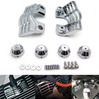 1 Pair Chrome Finned Slotted Head Bolt Spark Plug Covers for Harley Touring