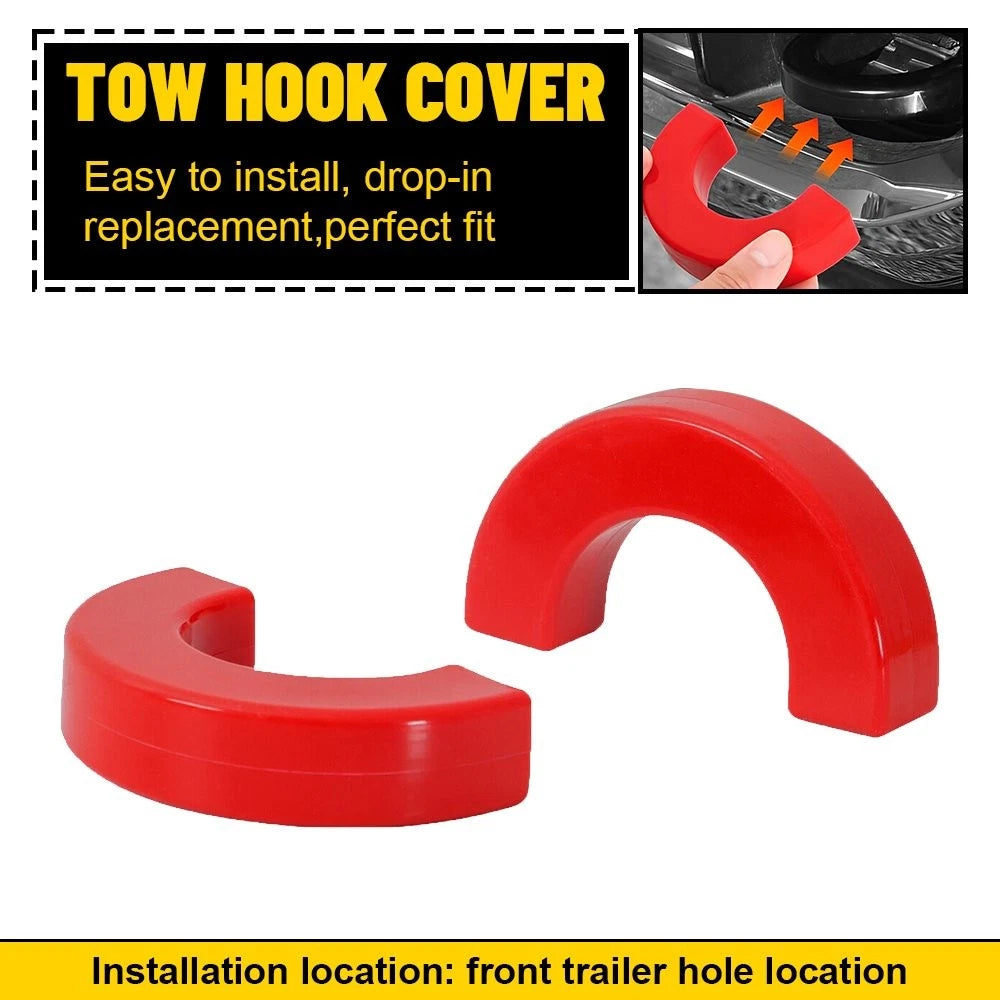 2X Red Tow Hook Eye Covers for Chevy Silverado 1500 (2007–2024)