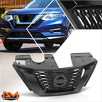 Front Hood Grille for Nissan Rogue SV (2017) w/Badge Slot, Black Trim