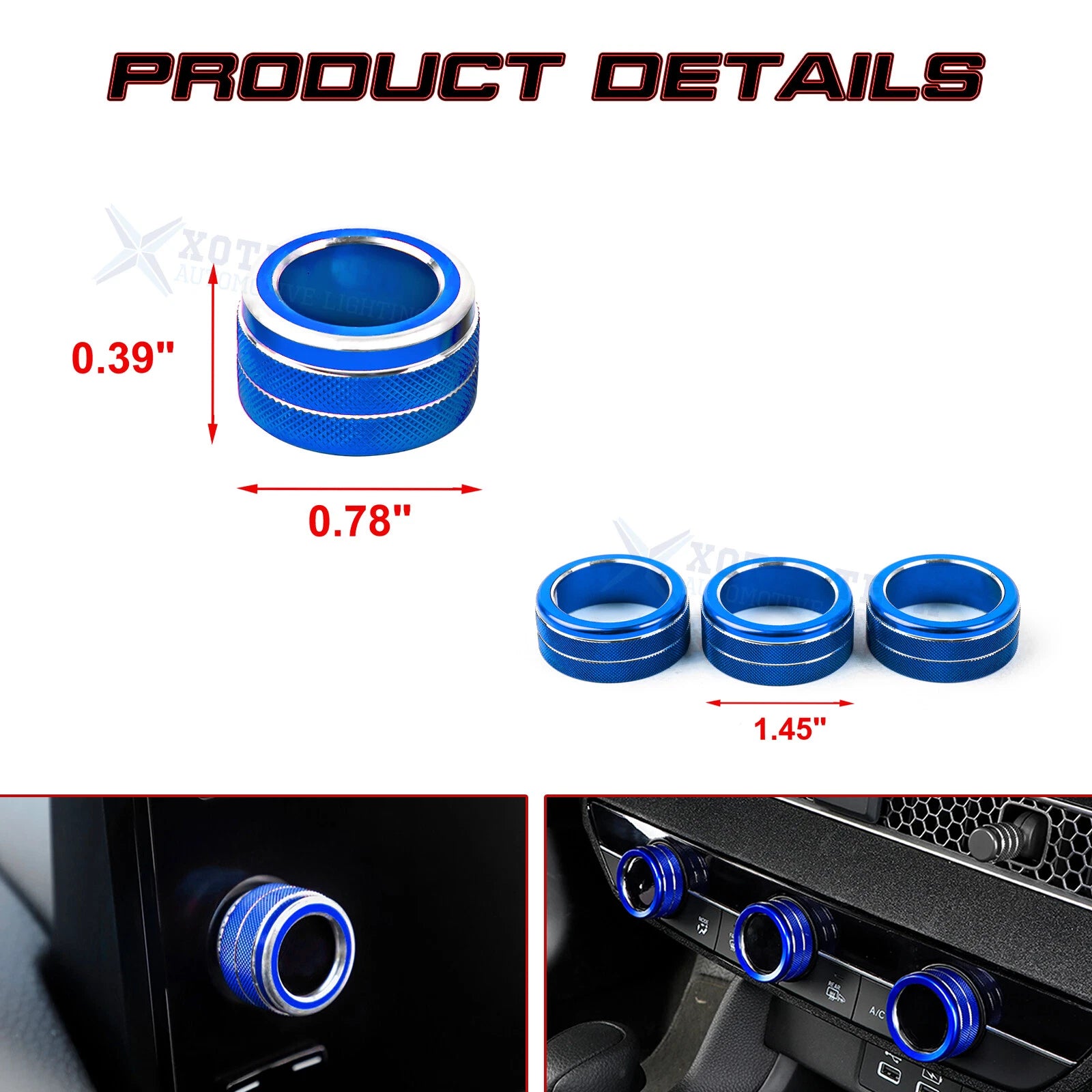 AC Climate Navigation Switch Knob Overlay Cover for Honda Integra Civic (2022-2024)