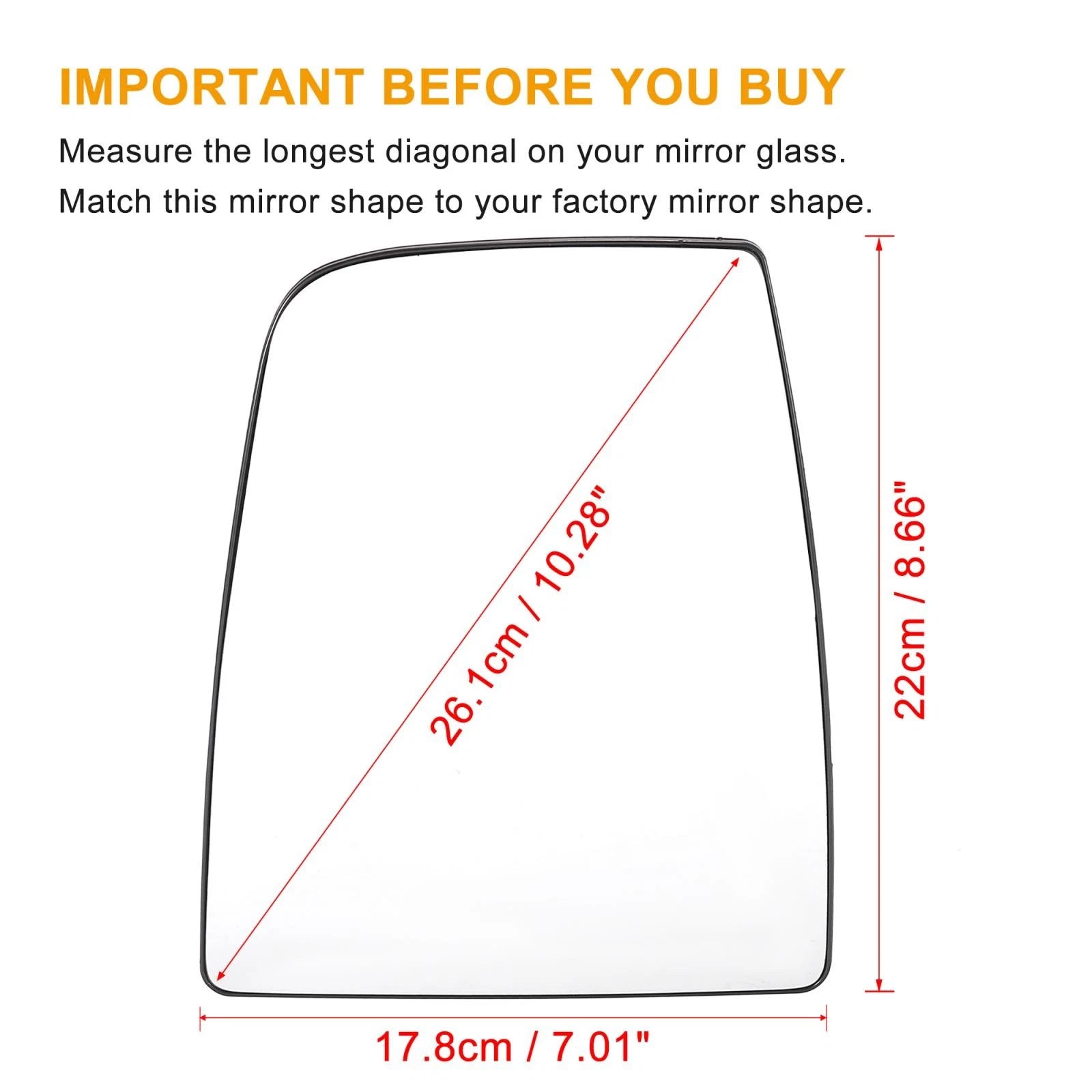 Driver Side Mirror Glass with Backing Plate for Ford Transit (2015–2020)