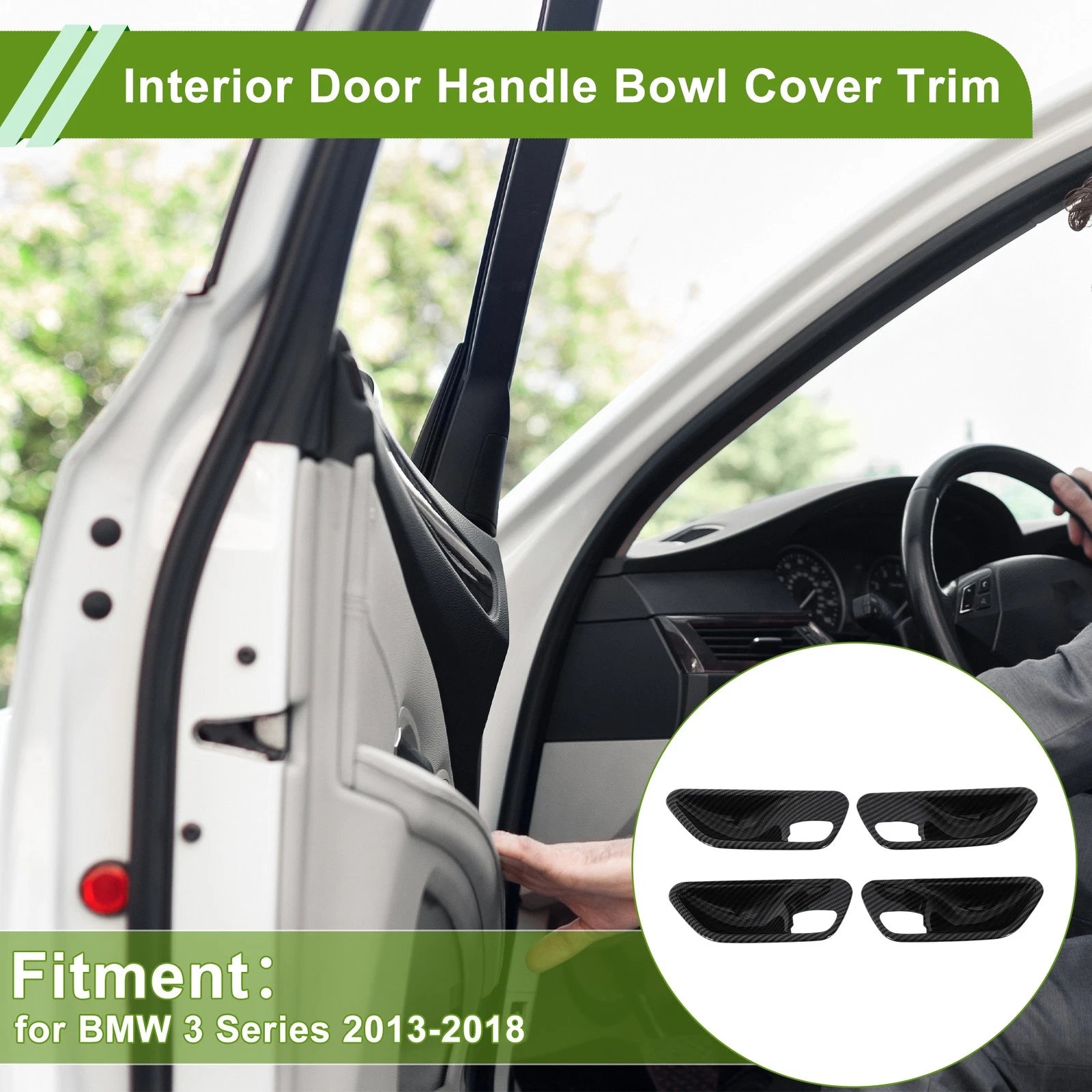 Set of 4 Interior Door Handle Bowl Cover Trim for BMW 3 Series (2013–2018) ABS