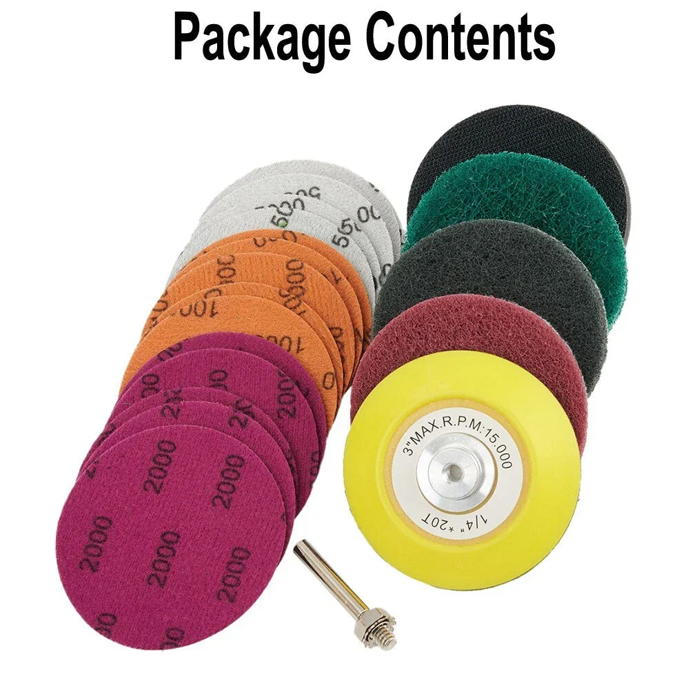 Pad Polishing 21PCS 3inch 75mm Bit Adapters Cleaning for Polisher Drill