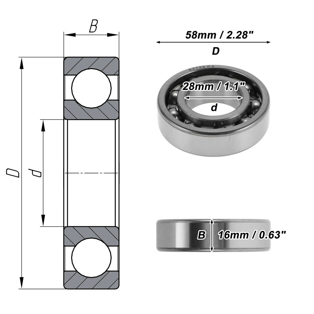 Deep Groove Ball Bearing 28x58x16mm for Various Applications (1 Pcs)