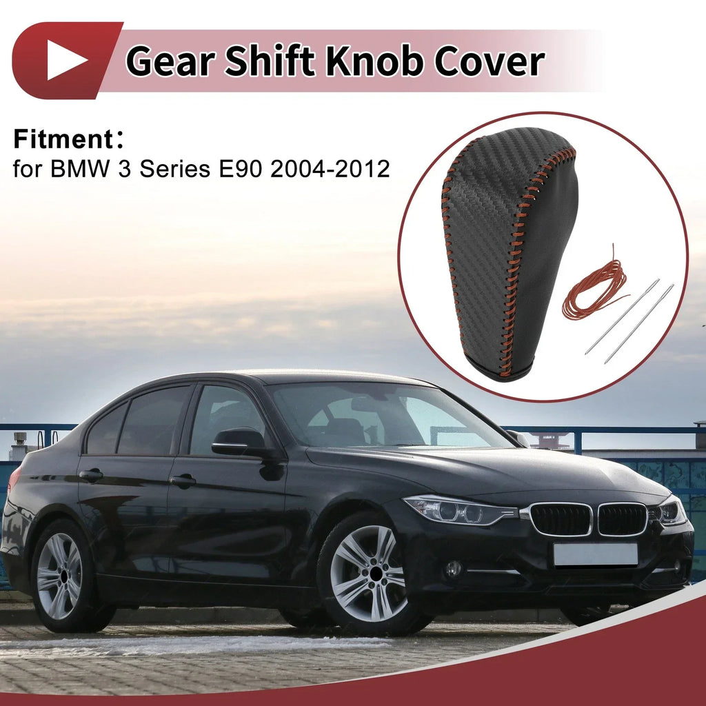 1 Pc Gear Shift Knob Cover for BMW 3 Series E90 (2005-2013) Black Leather