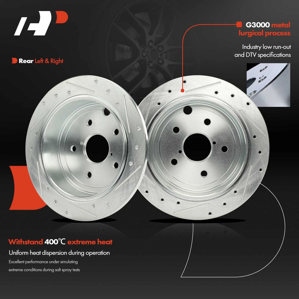 Set of 2 Rear Drilled Brake Rotors for Subaru WRX (2015–2021)
