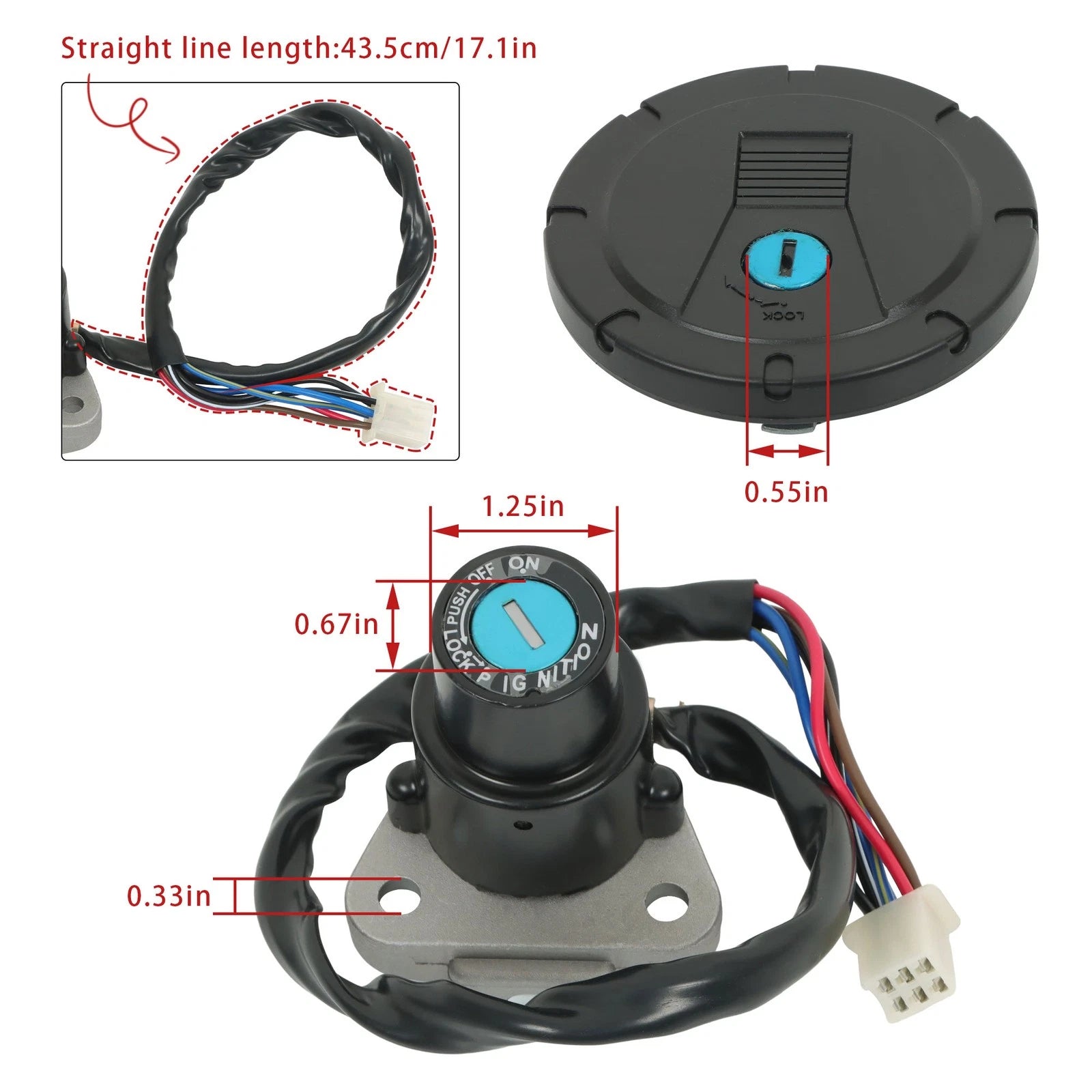 Fuel Tank Cap Ignition Lock for Kawasaki KLR650 (1987-2007)
