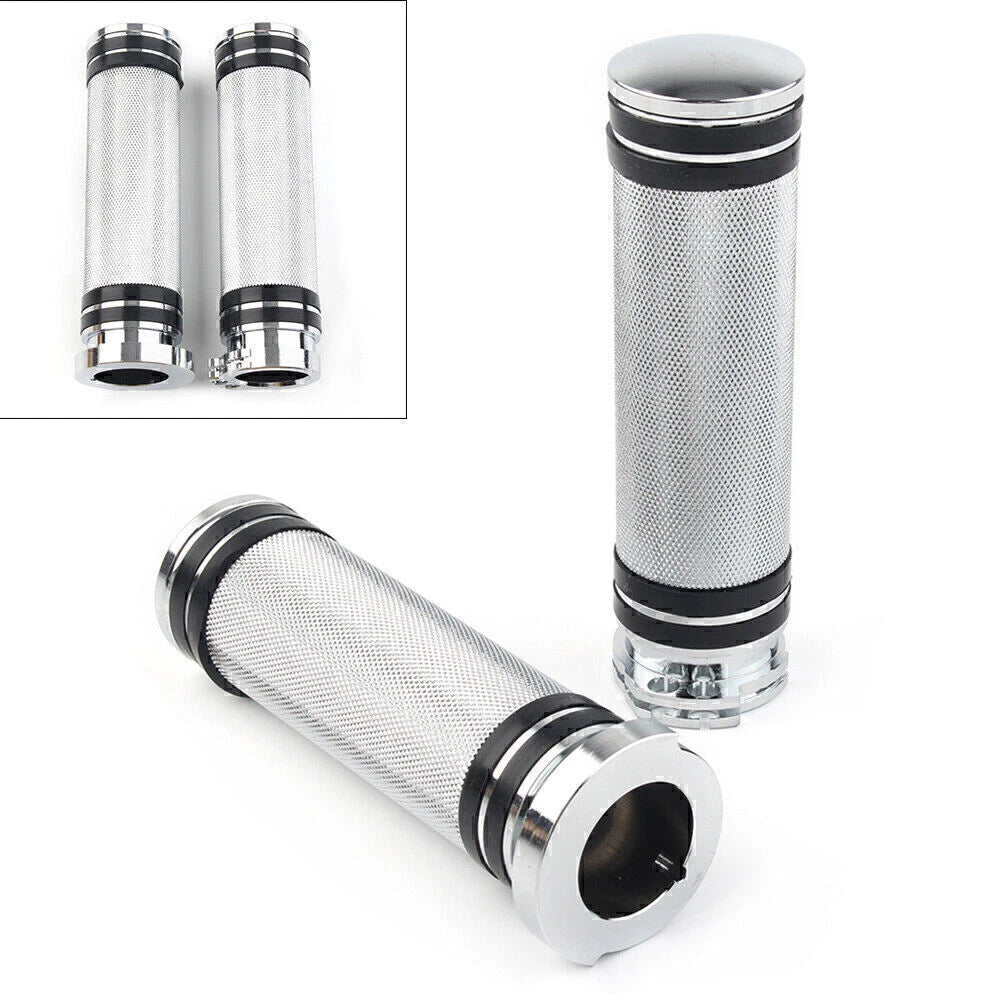 Handlebar Hand Grips for Harley Sportster Dyna Softail Touring V-Rod (2000–2023) Chrome