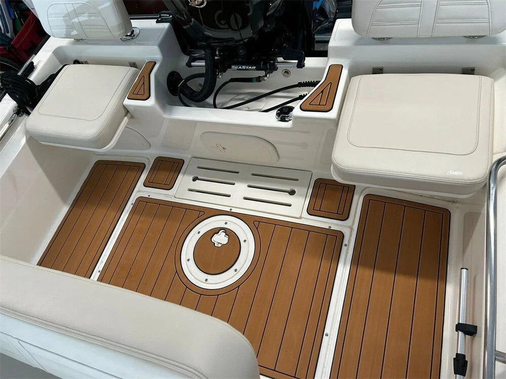 Swim Platform Cockpit Mat for Boston Whaler Montauk 17 (2023) - EVA Teak Floor Pad