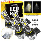 Set of 4 LED Headlight Bulbs 9005 9006 Combo 6000K for High Low Beam