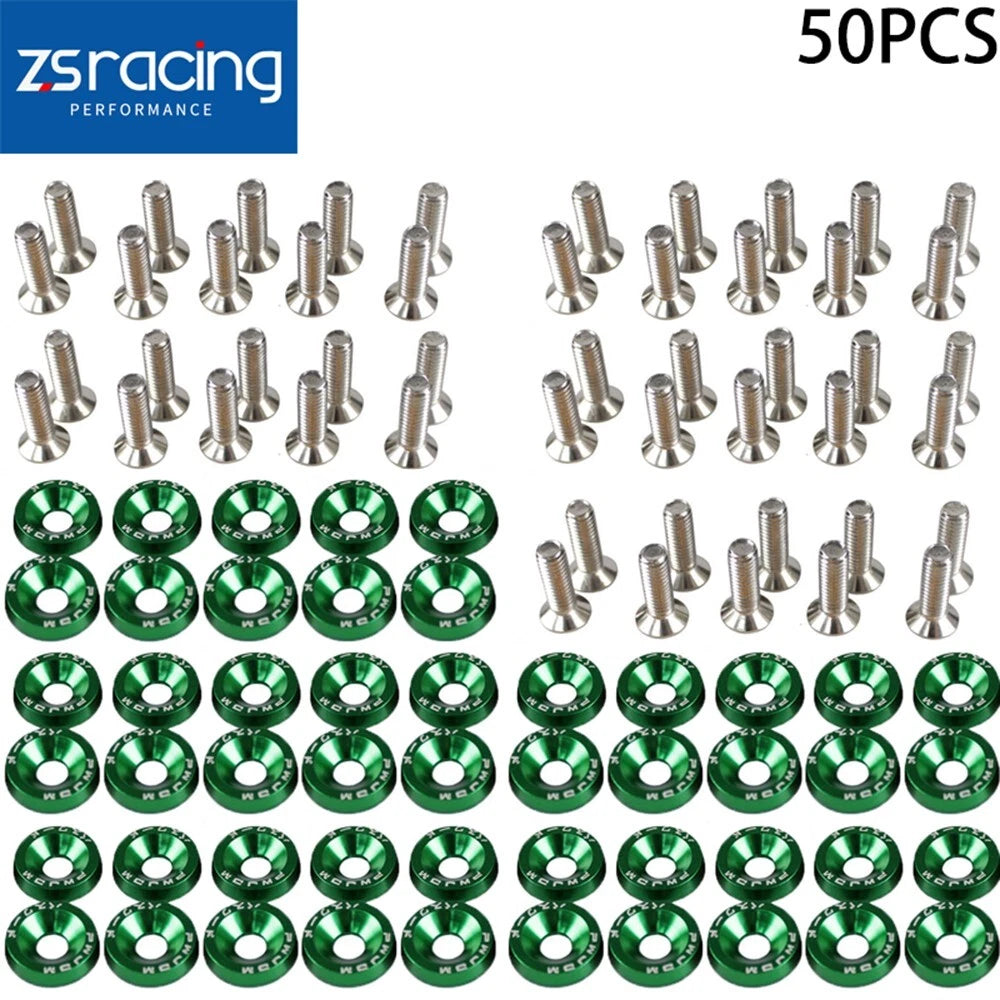 50Pcs Billet Aluminum Fender Bumper Washer Dress Up Kit for JDM Vehicles