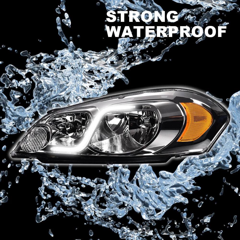 Clear Chrome LED DRL Headlights for Chevy Impala/Monte Carlo (2006–2013)