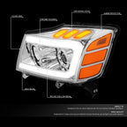 LED Projector Headlight Lamp for Nissan Armada Titan (2005–2015) Chrome Amber