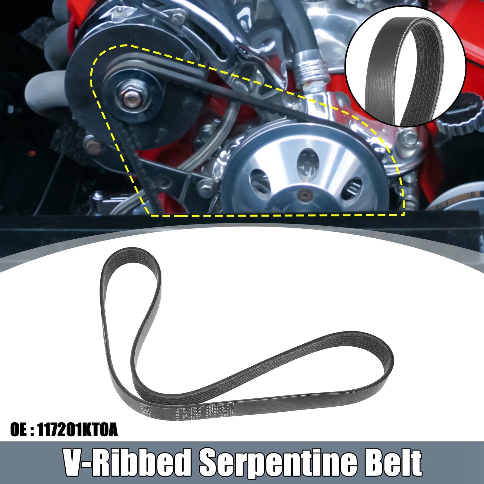 V-Ribbed Serpentine Drive Belt No.117201KT0A for Nissan Versa (2012–2019)