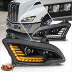 Full LED DRL Sequential Projector Headlight Lamps for Peterbilt 579 (2022–2025)