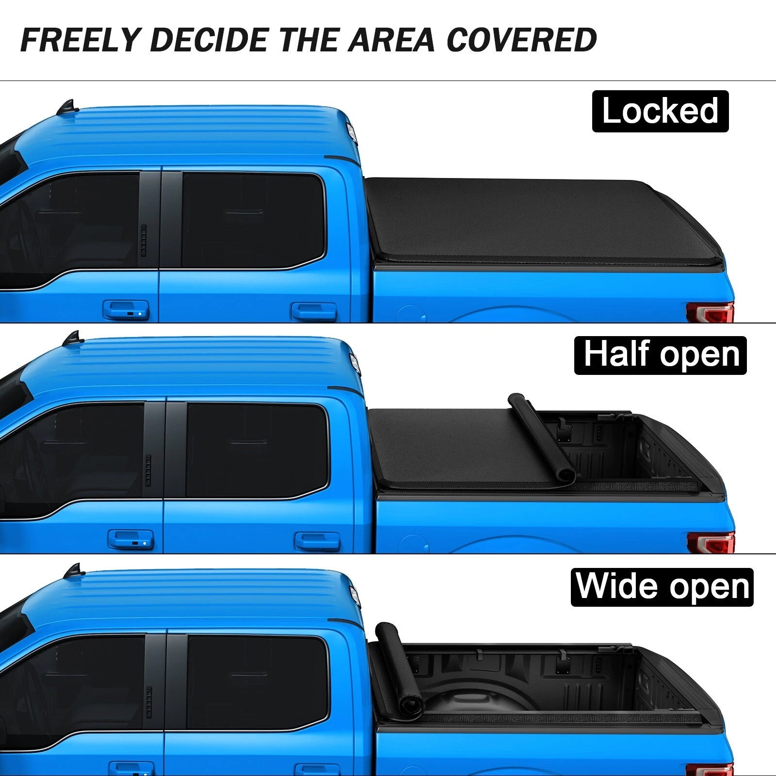 5.5FT Soft Roll-Up Tonneau Bed Cover for Ford F150 (2015-2024)
