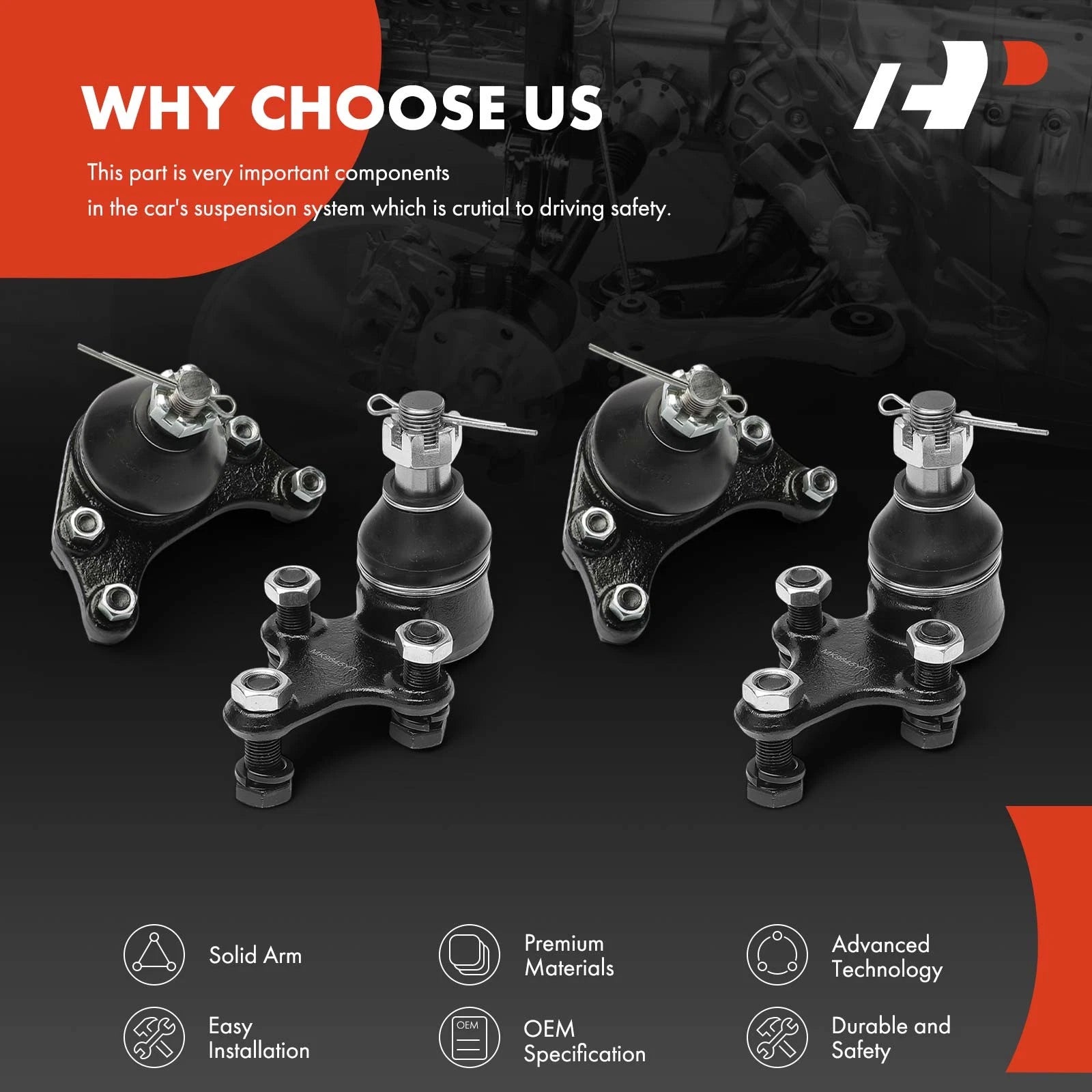 Front Upper and Lower Ball Joints for Toyota Pickup (1989–1995) RWD 2DR