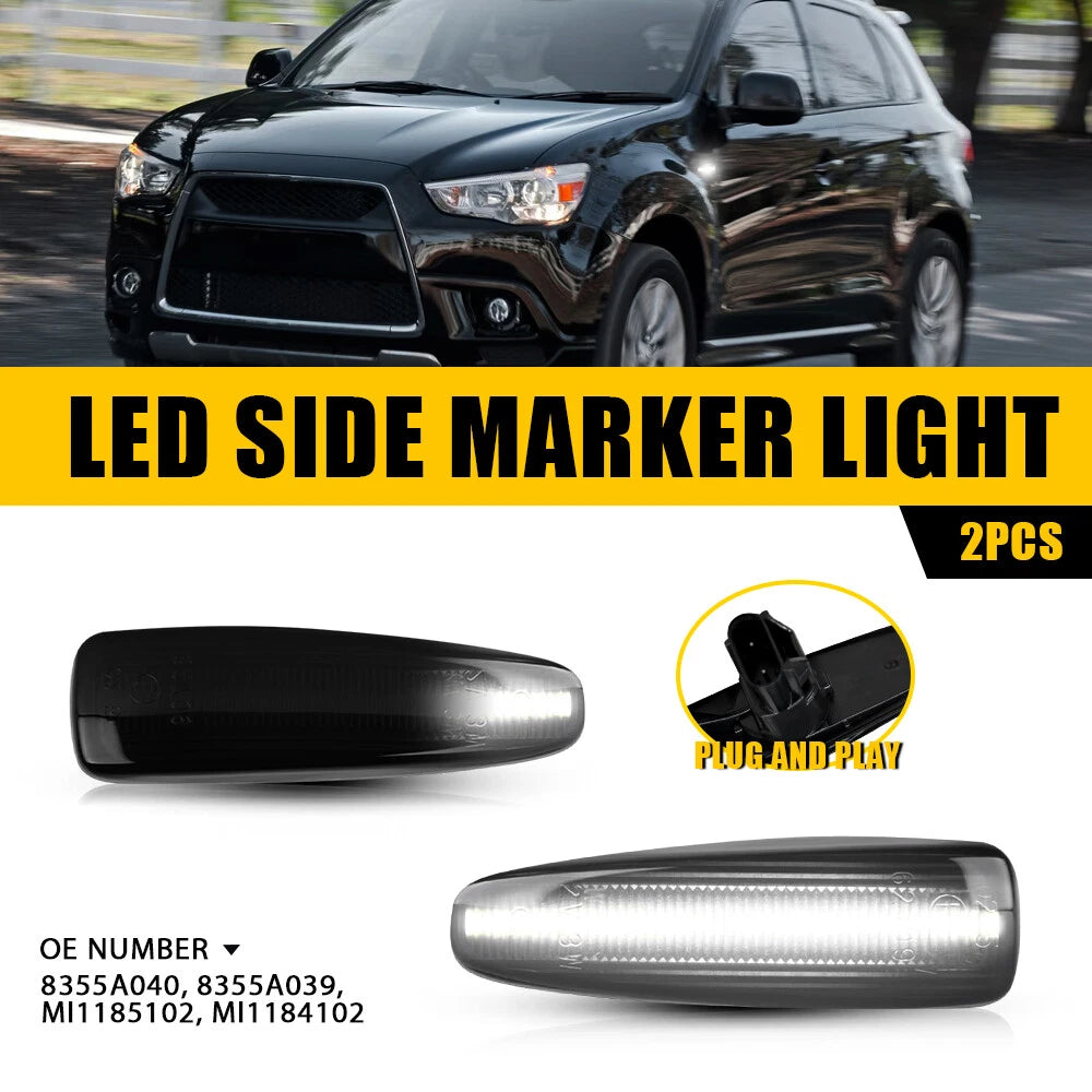 Smoked Lens White LED Side Marker Lights for Mitsubishi Mirage (2014–2020)
