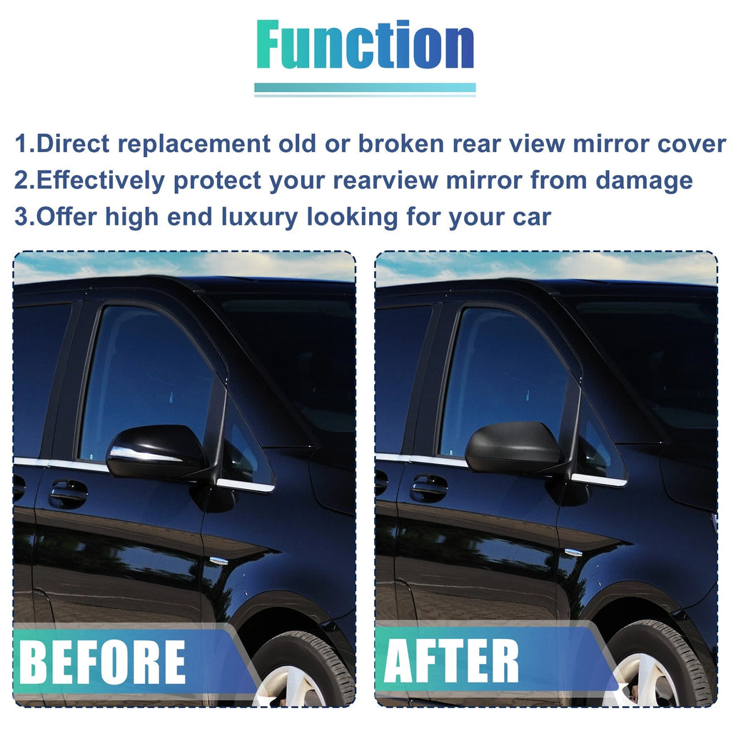 Matte Black Rearview Mirror Cap for Mercedes Vito W447 (2014–2020) Right Side