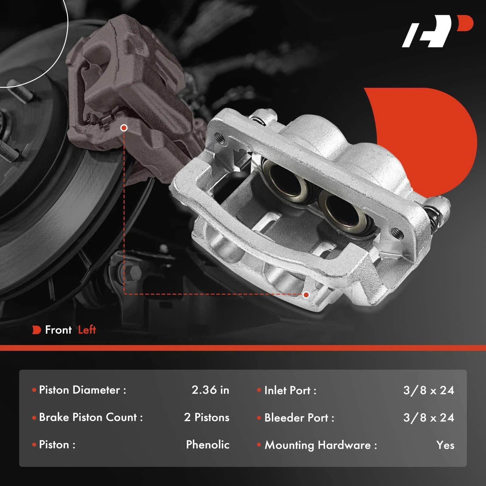 Front Left Brake Caliper with Bracket for Ford F-250 Super Duty (2005-2012)